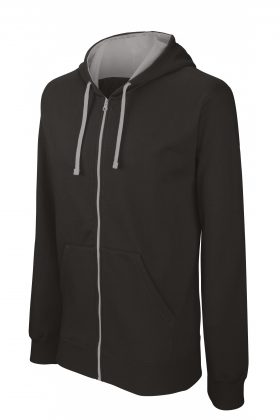 K466 - SWEATER MET RITS EN CAPUCHON IN CONTRASTERENDE KLEUR - Afbeelding 3