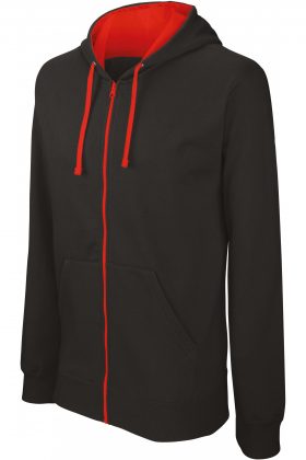 K466 - SWEATER MET RITS EN CAPUCHON IN CONTRASTERENDE KLEUR - Afbeelding 4