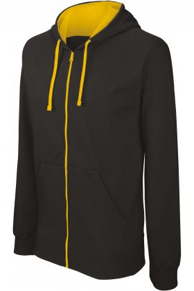 K466 - SWEATER MET RITS EN CAPUCHON IN CONTRASTERENDE KLEUR - Afbeelding 5
