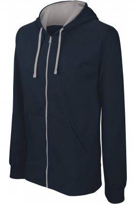 K466 - SWEATER MET RITS EN CAPUCHON IN CONTRASTERENDE KLEUR - Afbeelding 7
