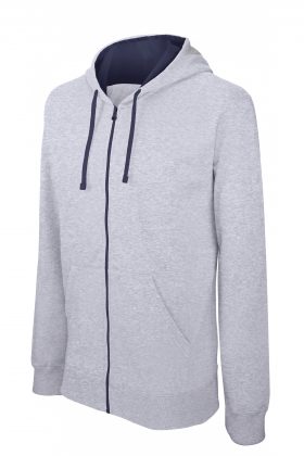 K466 - SWEATER MET RITS EN CAPUCHON IN CONTRASTERENDE KLEUR - Afbeelding 8