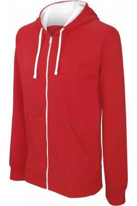 K466 - SWEATER MET RITS EN CAPUCHON IN CONTRASTERENDE KLEUR - Afbeelding 9