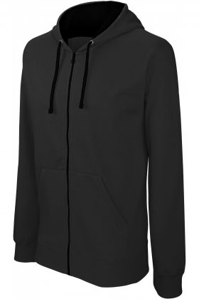 K466 - SWEATER MET RITS EN CAPUCHON IN CONTRASTERENDE KLEUR - Afbeelding 2