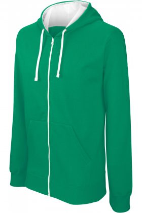 K466 - SWEATER MET RITS EN CAPUCHON IN CONTRASTERENDE KLEUR - Afbeelding 6