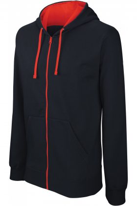 K466 - SWEATER MET RITS EN CAPUCHON IN CONTRASTERENDE KLEUR - Afbeelding 11